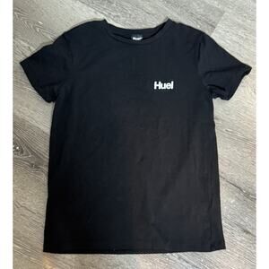 Men’s Huel Black Short Sleeve T-shirt, White Huel Logo, Cotton/Elastane, Medium